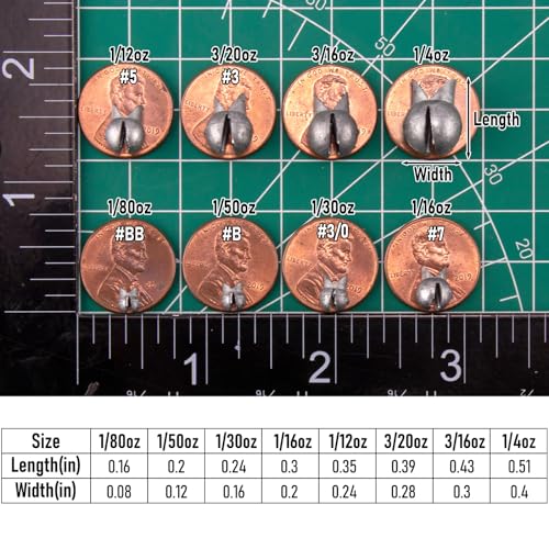 Removable Split Shot Sinkers - 100 Pack 1/80 oz Line Weights