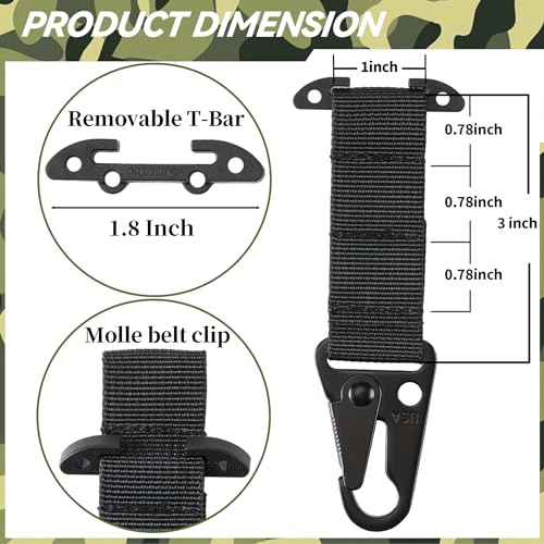 Tactical Belt Clip T-Mount with MOLLE System - Black 2pcs
