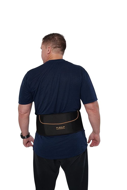 Flexup Lower Back Support Brace, Lumbar Support Belt, Lightweight Flexible Copper Infused Compression Back Brace for Men and Women for Everyday Use (L/XL)