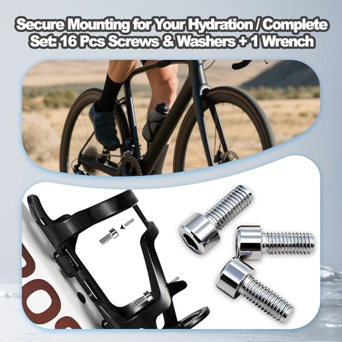 M5 Hex Socket Stainless Steel Screws Set for Bike Water Bottle Cage - 16 Pairs