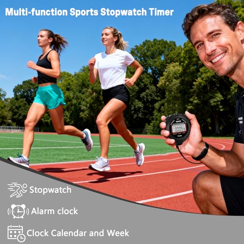 Digital Stopwatch for Coaches - 6 Pack Sports Timer with Alarm