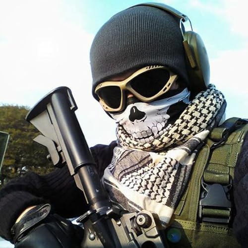 Wnddle 2Pcs Skull Ghost Face Balaclava - Breathable Full Face Mask for Men, Motorcycle & Halloween Costume, Standard