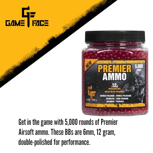 6mm Red Airsoft BBs - 5000 Count Screw-Top Jar - 4.06 x 5.00 x 4.06"