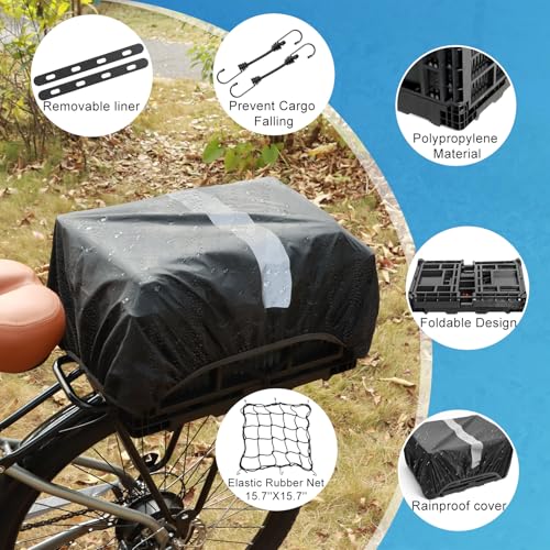 Folding Bicycle Cargo Basket - Collapsible Rear Bike Storage