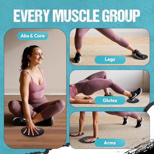 9" Gliding Sliders for Full Body Workouts - Black