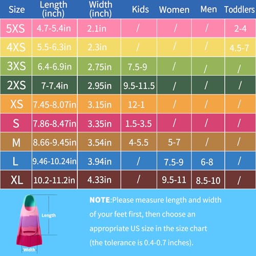 Foyinbet Kids Swim Fins - Short Blade Training Flippers, XS Rose Red / Light Purple