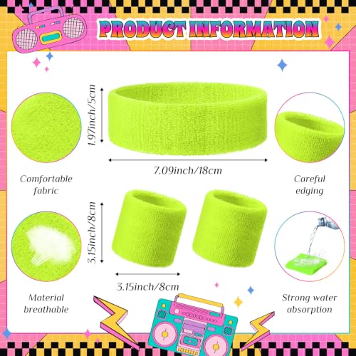 Knitgrip 3 Pack Neon Sweatbands Set Headband Wristband