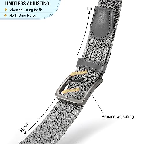 DOOPAI Braided Stretch Belt for Men, Elastic Woven Belt, casual
