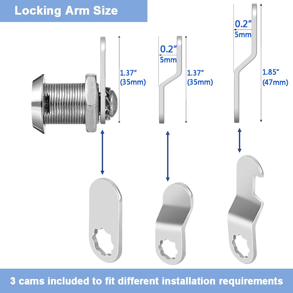 5/8" Cabinet Locks with Keys, Keyed Alike Cam Lock for Tool Box, Mailbox, RV Storage and Pickup Trucks, Zinc Alloy (3 Pack, 5/8 Inch)