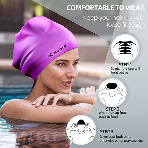 Extra Large Swim Cap for Braids & Dreadlocks - Purple XXL
