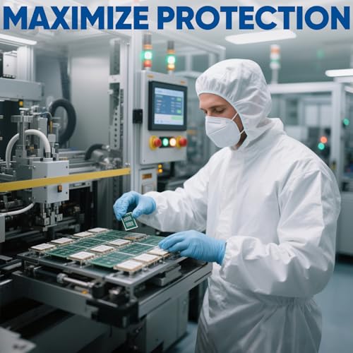 TICONN Hazmat Suit Disposable Coveralls, Full Body Protective Lab Coveralls, Breathable Paint Suit for Men Women