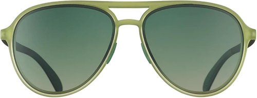 Goodr Buzzed On The Tower Polarized Aviator Sunglasses - Green Gradient Lens, UV400 Protection, Large Size