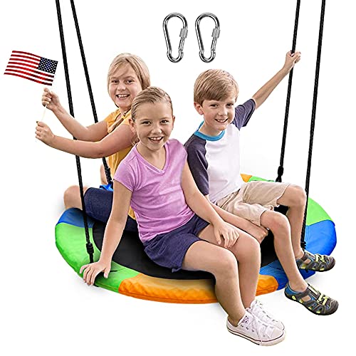 Juegoal 40 Inch Saucer Tree Swing - Large Outdoor Rope Swing for Kids & Family