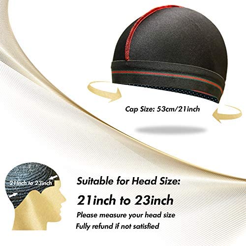 ForceWave 4Pcs Wave Cap for Men - Stocking Compression Cap for 360 Waves in Black Red Navy Gray