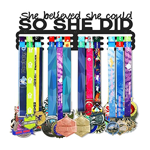 Medal Display Rack - She Believed She Could - 13.8" Black