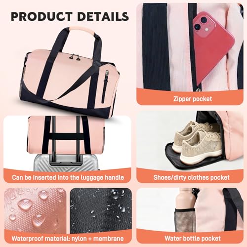 Yoga Mat Bag with Water Bottle Pocket - Pink Tote for Travel