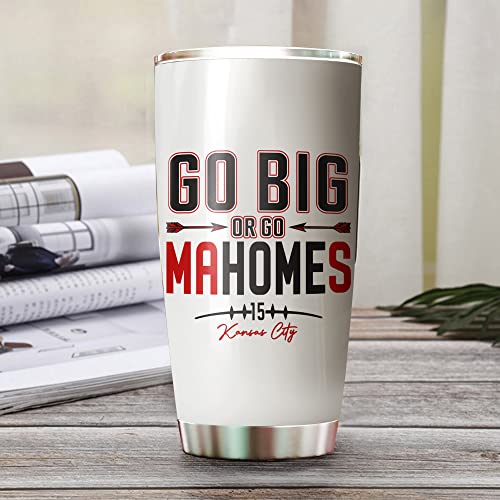 TEERABBIT Patrick Mahomes II Insulated Stainless Steel Tumbler 20oz - Go Big Or Go Mahomes Gift for Football Fans