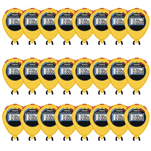 24 Pack Digital Sport Stopwatch Timer with Large Display, Alarm & Date - Yellow - Variation 24