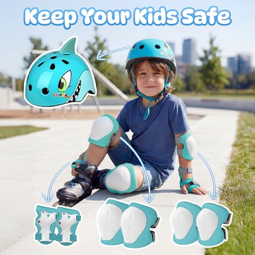 Anharluka Kids Dinosaur Shark Bike Helmet Set for Ages 2-5, S-216, Small 50-54cm