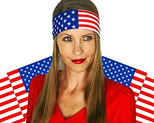 Patriotic Red White and Blue Stars and Stripes Tie Headband