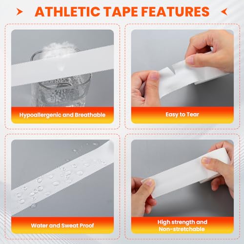 White Athletic Tape 16 Pack, 1.5" x 160 Yds for Ankle & Wrist Support