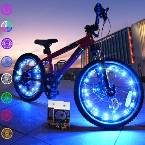 LED Bike Wheel Lights - Ultra Bright Waterproof Spoke Lights, 2-Pack - Blue