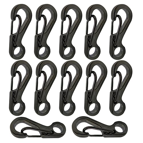 Mini Carabiner Clips - Metal Spring Hook, 12pcs Gun Gray, 1in