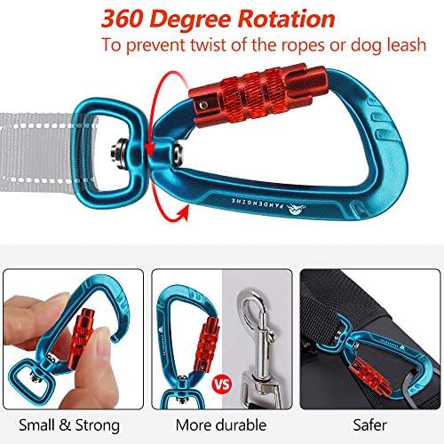 4 Pack Auto Locking Carabiner Clips 2.5 Inch Heavy Duty Aluminum 4.5KN 1011lbs with Swivel for Pets, Keys, Backpack