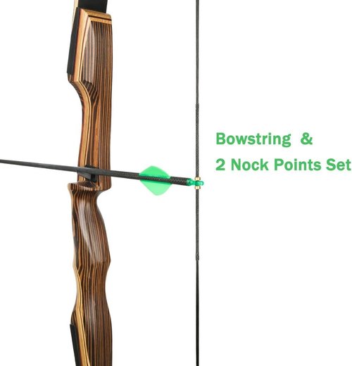 Deerseeker Archery Bow String Replacement - Dacron Bowstring with Finger Protector & Nock Points | 12-16 Strands for Recurve & Longbow (48-70 Inches)