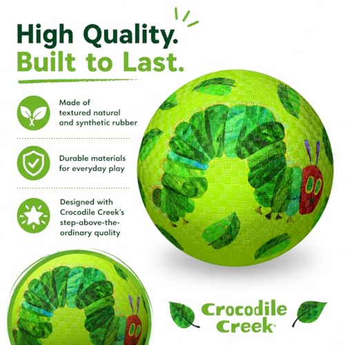 Crocodile Creek 7-Inch The Hungry Caterpillar Playground Ball for Kids - Bouncy Rubber Outdoor Indoor Toy