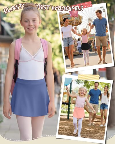 Girls Ballet Skirts 3 Pack Elastic Waist Mini Dance Skirts for Girls