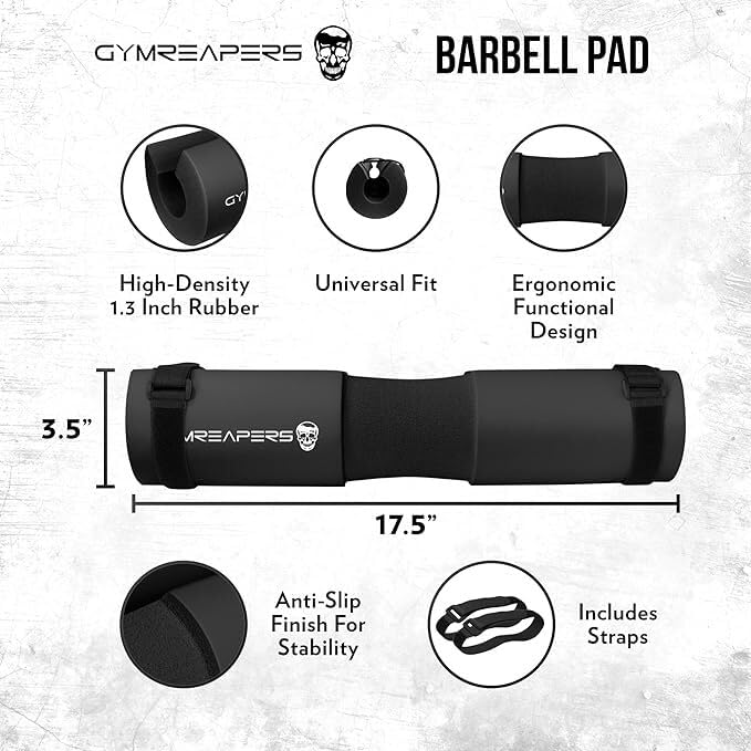 Barbell Squat Pad - Protective Hip Support for Squats & Lunges - Black