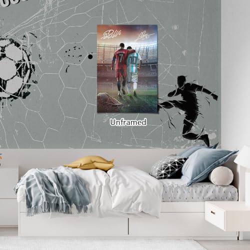 Messi & Cristiano Ronaldo Signed Poster - 12"L x 16"W Unframed