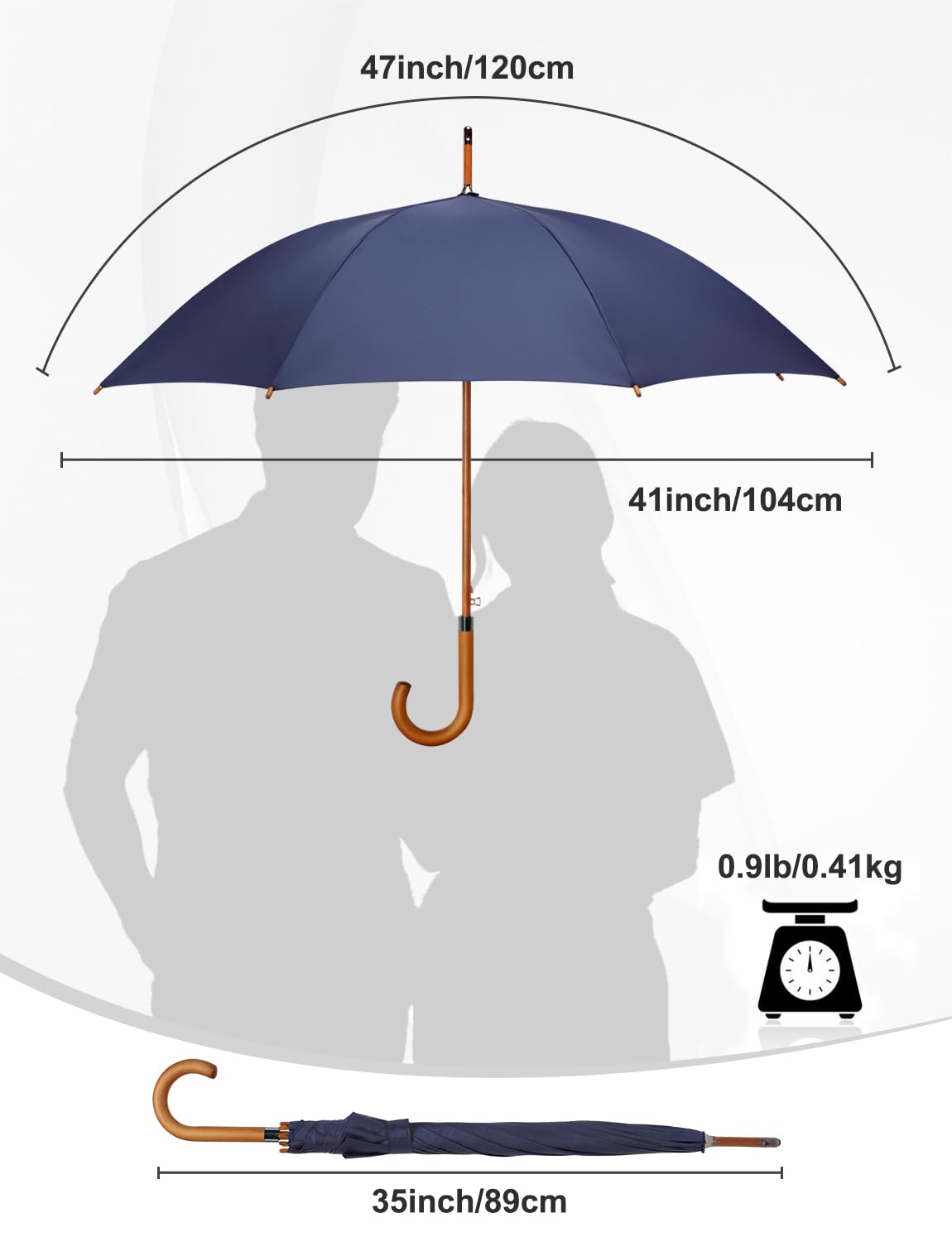 RusuiQinsan Windproof Starry Sky Constellation Long Umbrella, Large Stick Umbrella for Rain with Wooden Hook Handle, Gift for Women, Men & Adults