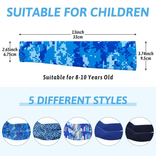 Mlurcu Kids Baseball Arm Sleeves 5 Pairs UV Protection Blue Series 8-10