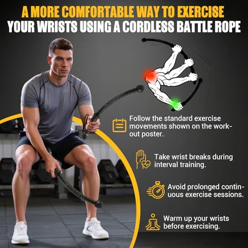 Portable Ropeless Battle Rope for Home Gym - 1.61 lb, Anti-Slip Handles