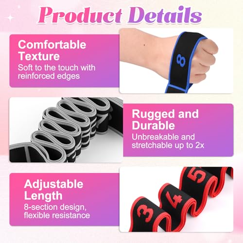8-Level Adjustable Fitness Resistance Band with Handles - 3pcs-A