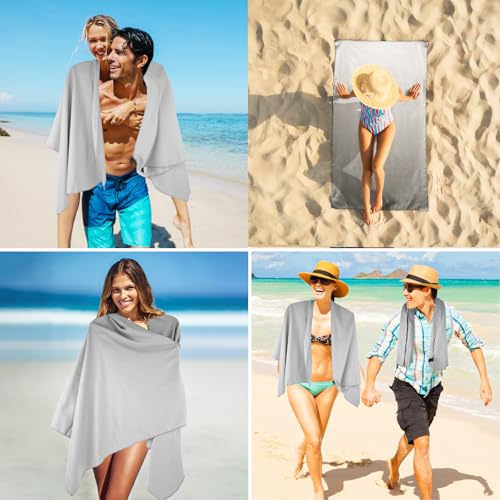 XL Microfiber Camping Towel - Quick Dry for Hiking, Beach & Travel - Light Grey, 1 Pack