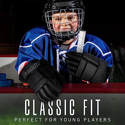 Franklin Sports 10 Inch Youth Ice Hockey Gloves - Thumb Lock System & Full Motion Cuff
