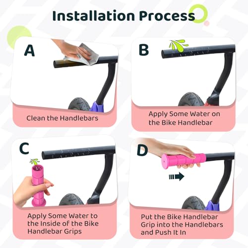 Soft Bike Handlebar Grips for Kids - Pink, 4.9" Length