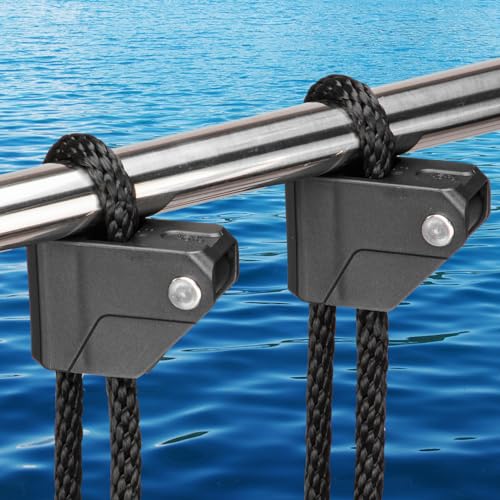 KEMIMOTO Black Boat Fender Clips - Adjustable Quick Release Fender Holder for Pontoon & Bass Boats, 2 Pack