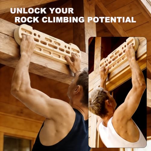 VERTIPEAK Wooden Climbing Hangboard with Mounting Kit for Finger Strength Training