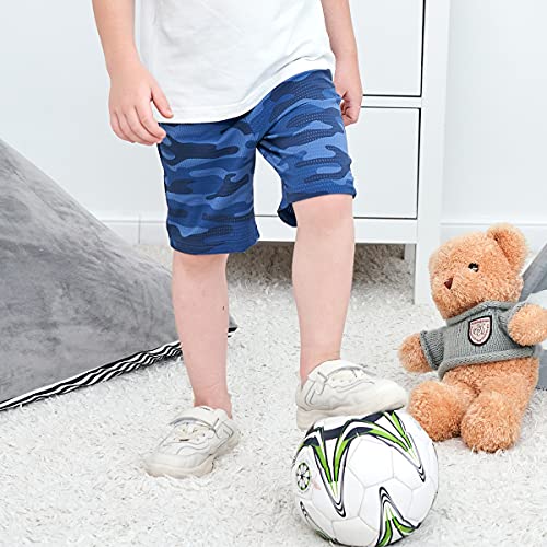 Boys Athletic Camo Shorts with Pockets - Sky Blue