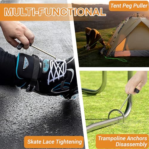 Trampoline Spring Pull Tool - Stainless Steel T-Hook with Handle