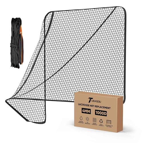 Lacrosse Goal Net Replacement - 6' x 6' x 7' - Black, 4mm