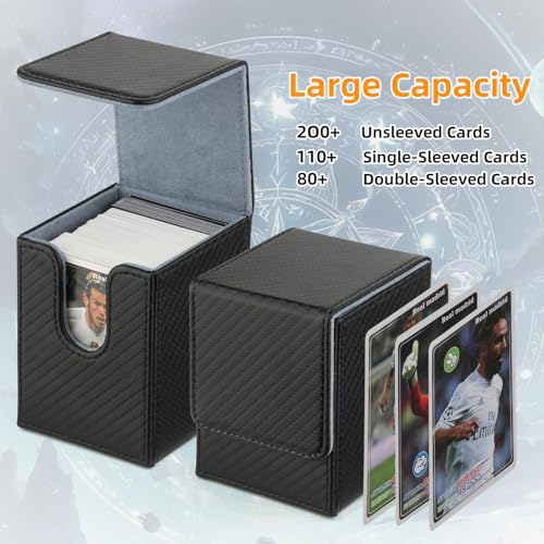 Trading Card Deck Box - Magnetic Storage Case for 110+ Sleeved Cards - Black