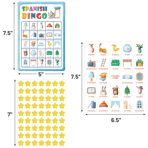 Bilingual Spanish Bingo Game - 24 Cards & Markers