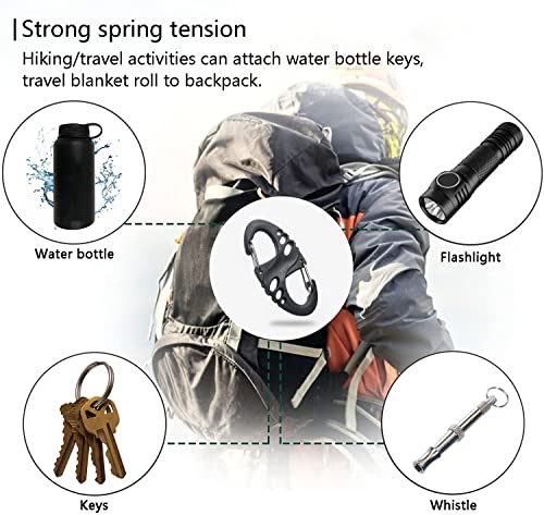 12 Pack Black 2" Plastic Carabiner Clips - Keychain Hooks