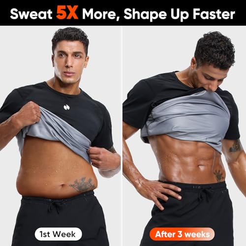 Sauna Shirt for Men - X-Large Black Heat Trapping Vest for Weight Loss
