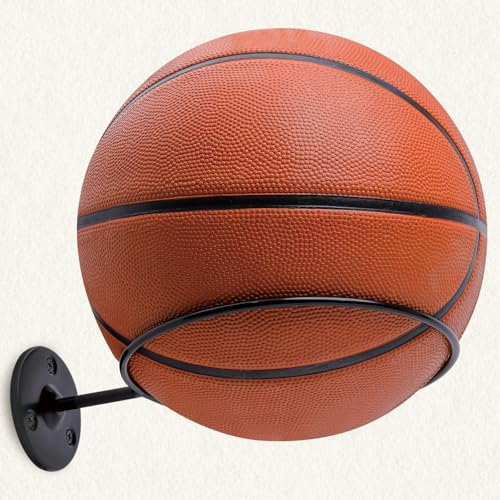 Wall-Mounted Sports Ball Holder - Heavy-Duty Metal Rack for Basketball, Soccer, Volleyball